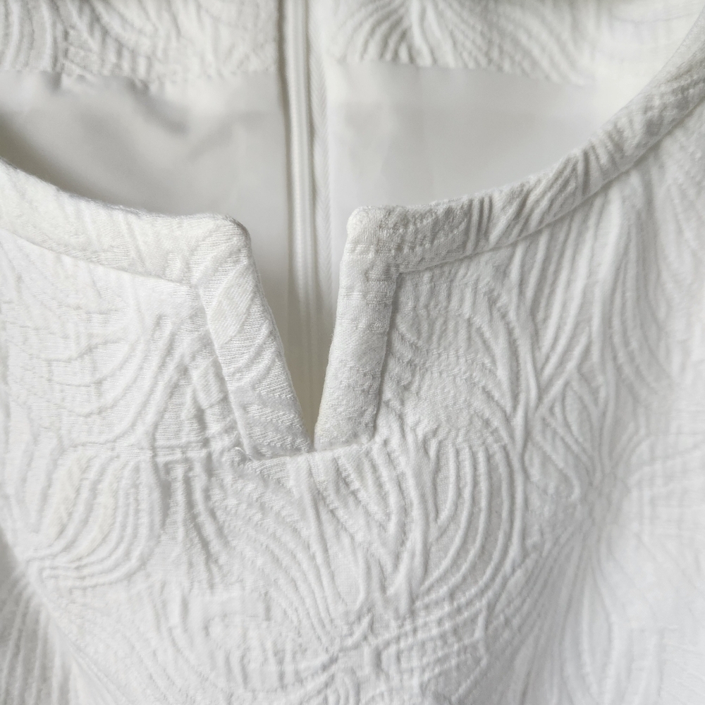 Talbots Dress Womens 16 White Jacquard Sheath Sleeveless Knee Length - Picture 4 of 6